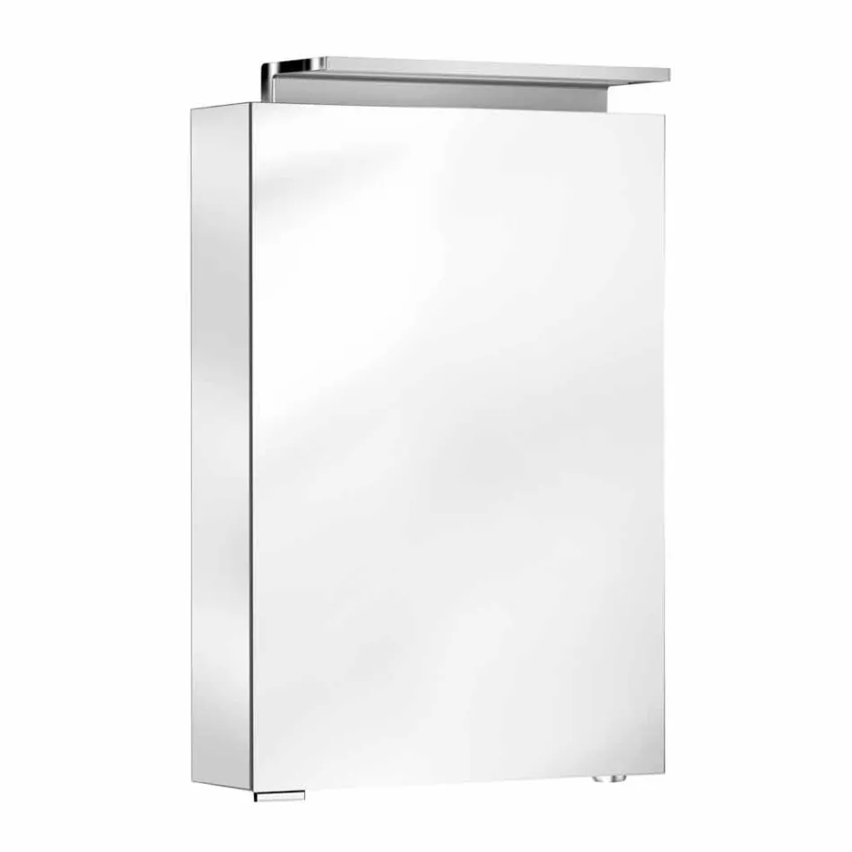 Moderner Aufbewahrungsspiegel mit Kristallregalen und LED-Licht - Bramo Viadurini