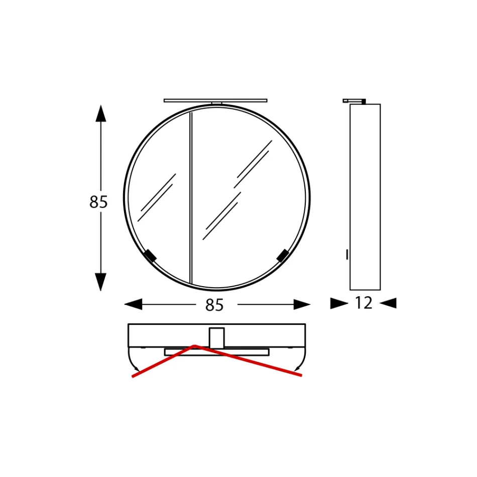 Runder Spiegelbehälter aus Metall mit Doppelspiegel, hergestellt in Italien – Charles Viadurini