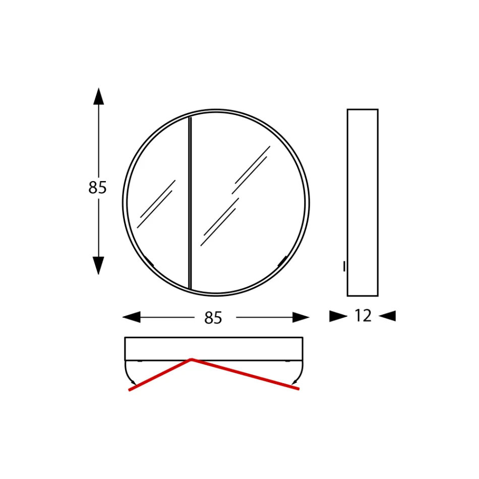 Runder Spiegelbehälter aus Metall mit Doppelspiegel, hergestellt in Italien – Charles Viadurini