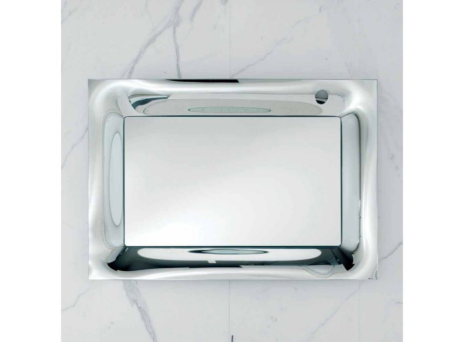 Badezimmer Spiegelrahmen Silber geschmolzenes Glas modernes Design Arin Viadurini