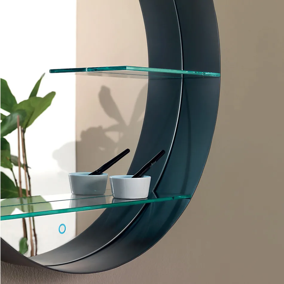 Badezimmerspiegel aus Metall mit 2 Glasböden, hergestellt in Italien – Einstein Viadurini