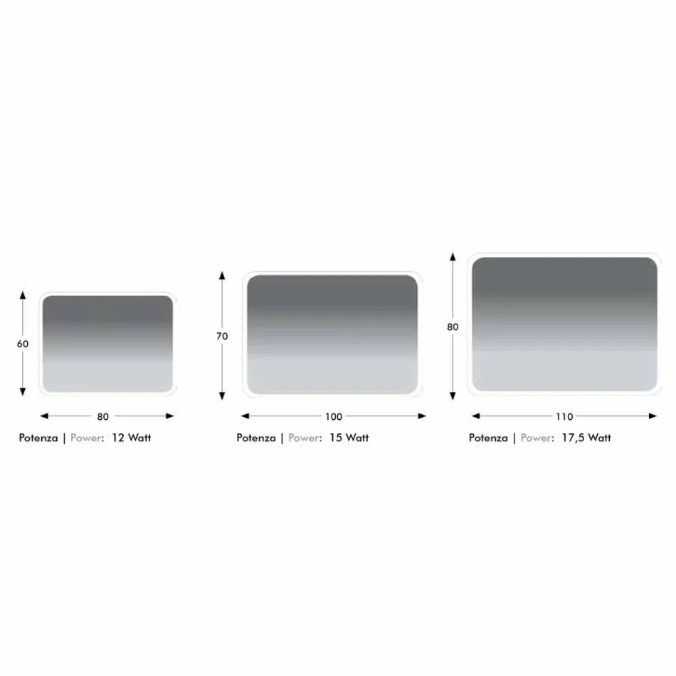 Abgerundeter Badezimmerspiegel mit LED-Hintergrundbeleuchtung Made in Italy - Pato Viadurini