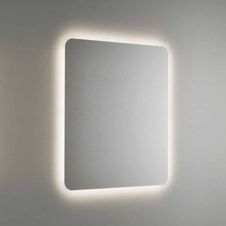 Abgerundeter Badezimmerspiegel mit LED-Hintergrundbeleuchtung Made in Italy - Pato Viadurini