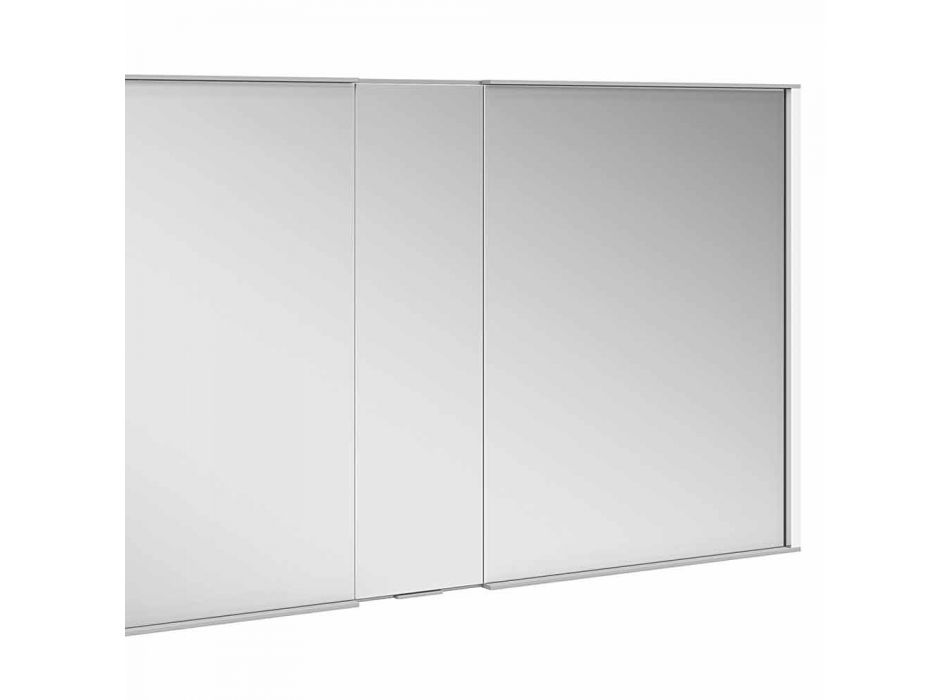 Moderner Wandspiegel mit 3 Türen aus silber lackiertem Aluminium - Demon Viadurini