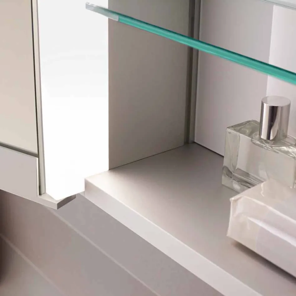 Moderner Wandspiegel mit 3 Türen aus silber lackiertem Aluminium - Demon Viadurini