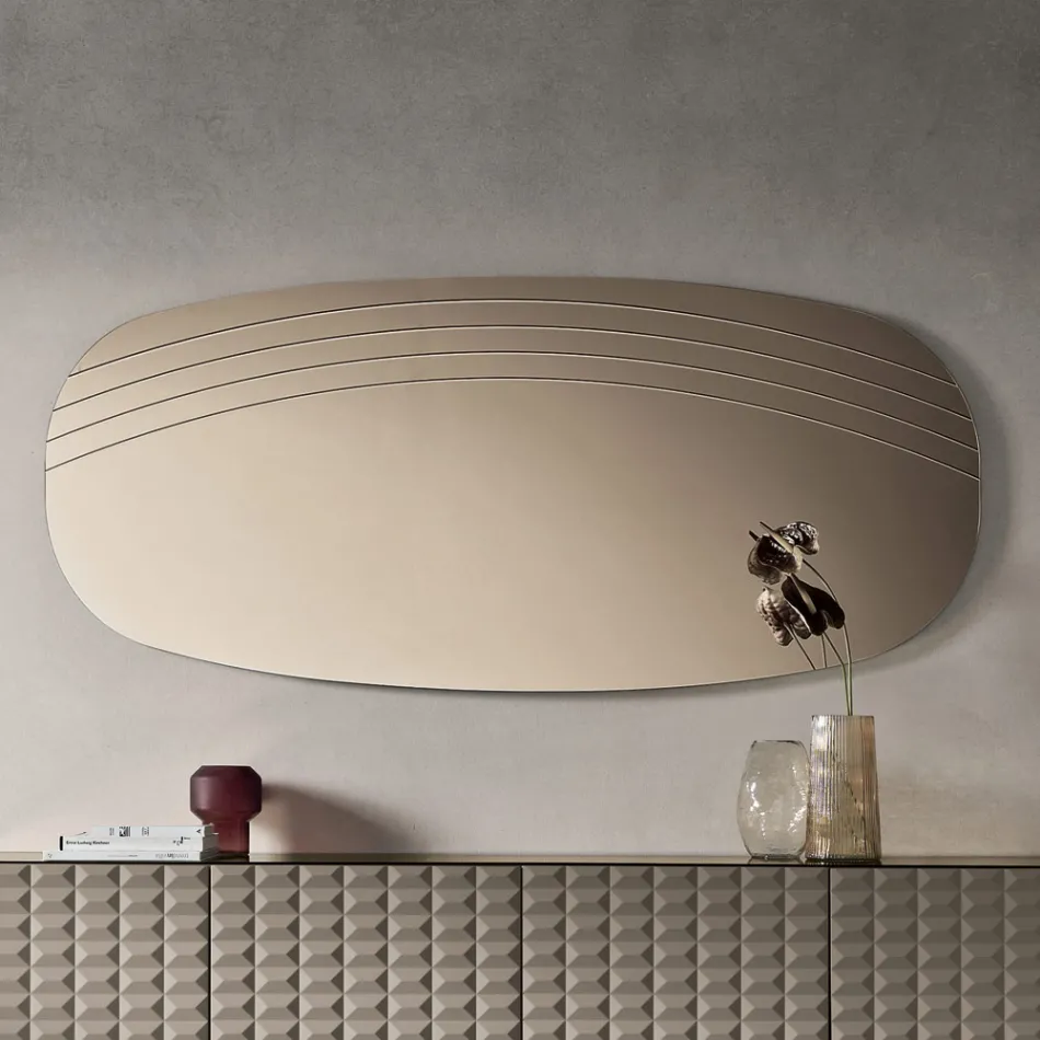 Arabella Wandspiegel mit Gravuren, hergestellt in Italien Viadurini