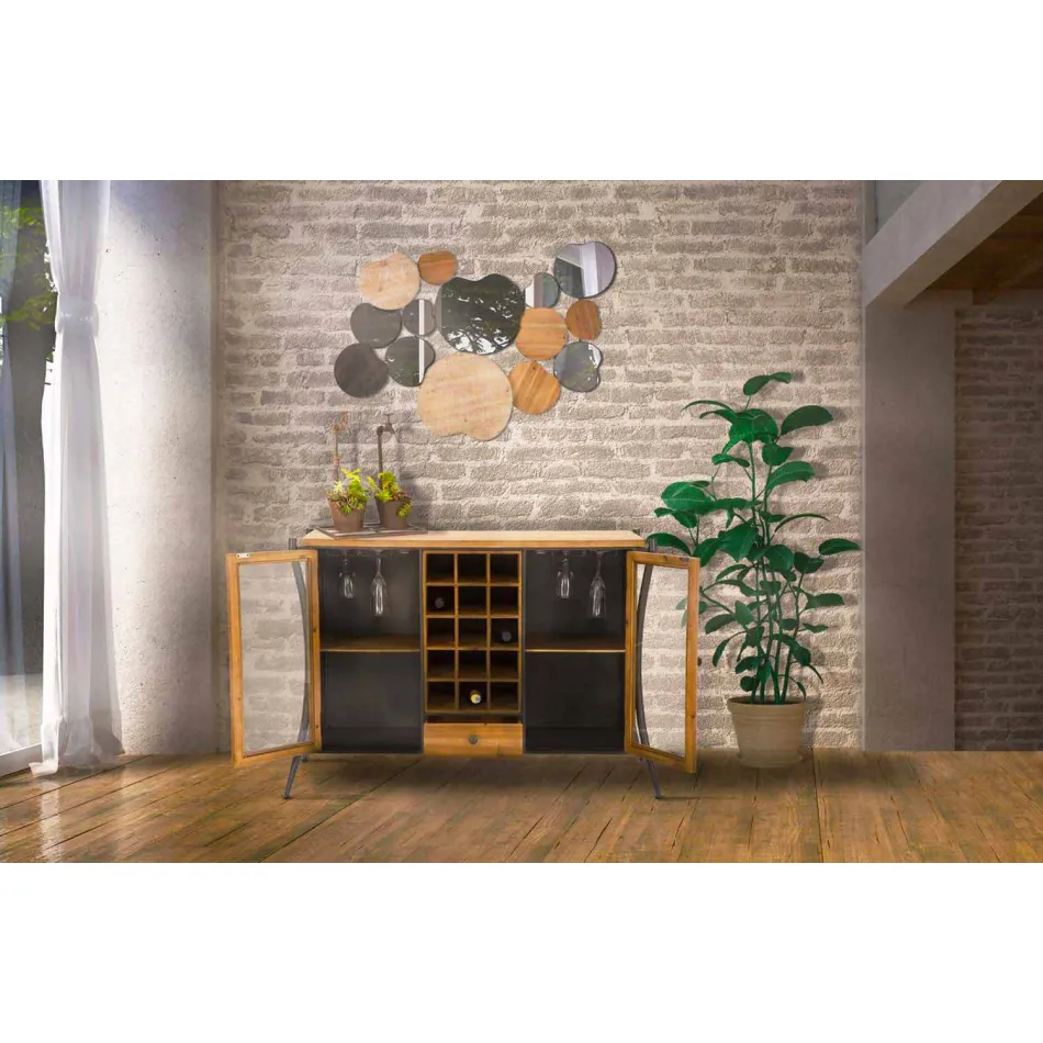 Wandspiegel im modernen Design aus Holz und Eisen - Ortensio Viadurini