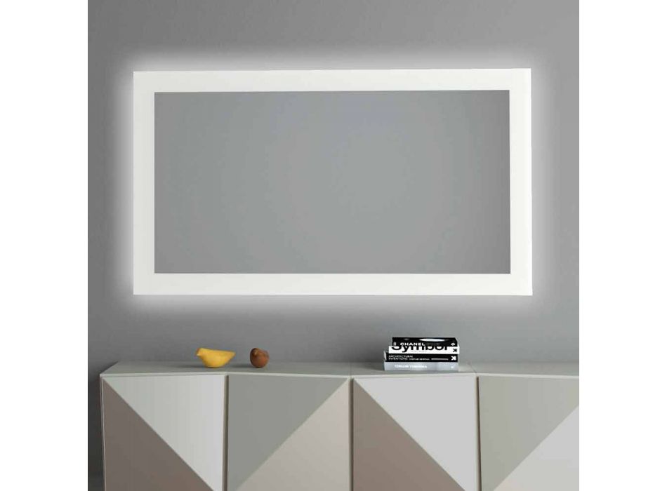Hintergrundbeleuchteter Wandspiegel mit sandgestrahltem Rahmen Made in Italy - Edigio Viadurini