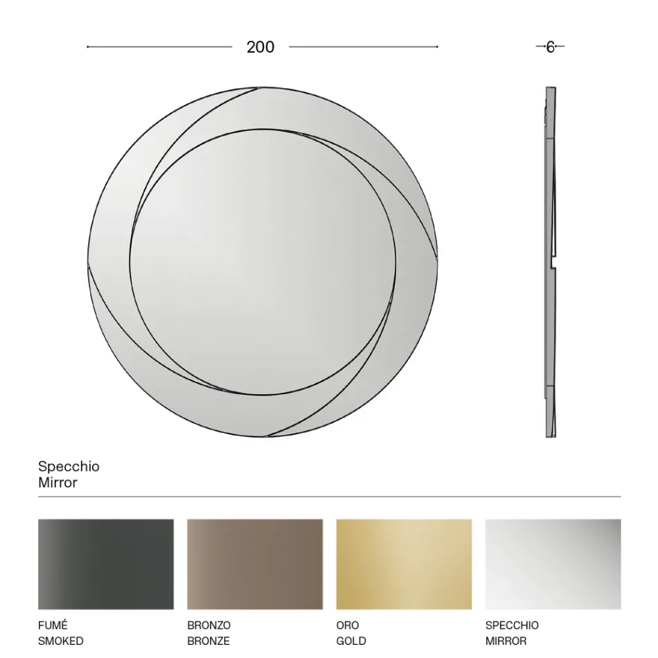 Runder Wandspiegel mit Holzstruktur Made in Italy - Navona Viadurini