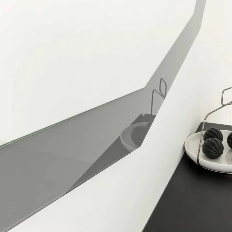 Geformter Wandspiegel mit Glasrahmen Made in Italy - Chlor Viadurini