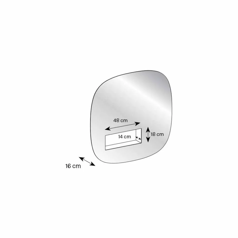 Dekorativer Wandspiegel in Rauchoptik mit schwarzem Designfach - Matrix Viadurini
