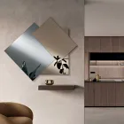 Spiegel aus 3 überlappenden Platten, 2 Bronze und 1 Rauchglas - Armida Viadurini