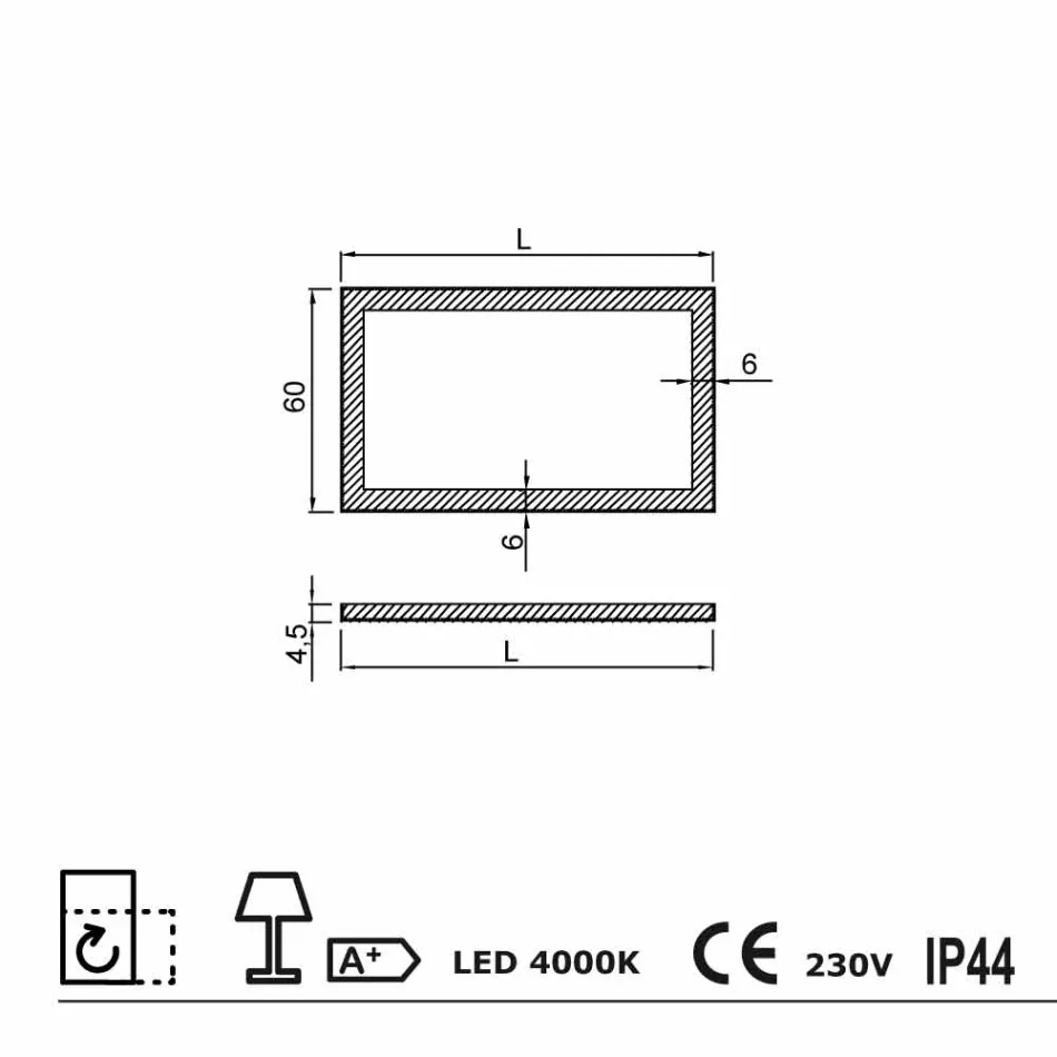 Moderner Spiegel mit Milchglaskanten, LED-Beleuchtung, Ady Viadurini