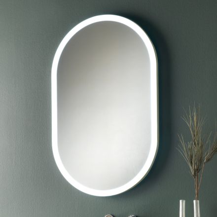 Ovaler Spiegel mit Metallrahmen und Lichtern, hergestellt in Italien – Mozart Viadurini