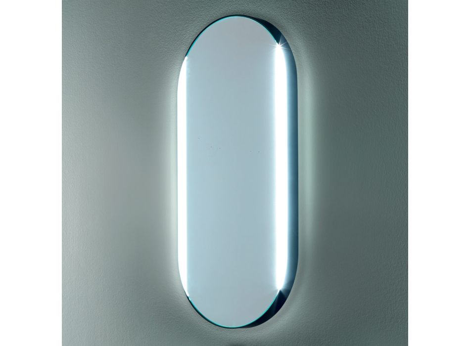 Ovaler Badezimmerspiegel mit Seitenlichtern, hergestellt in Italien – Albert Viadurini