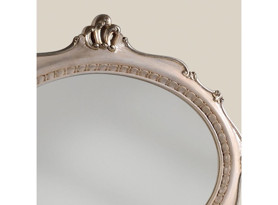 Ovaler Spiegel im klassischen Stil aus weißem Holz Made in Italy - Florence Viadurini
