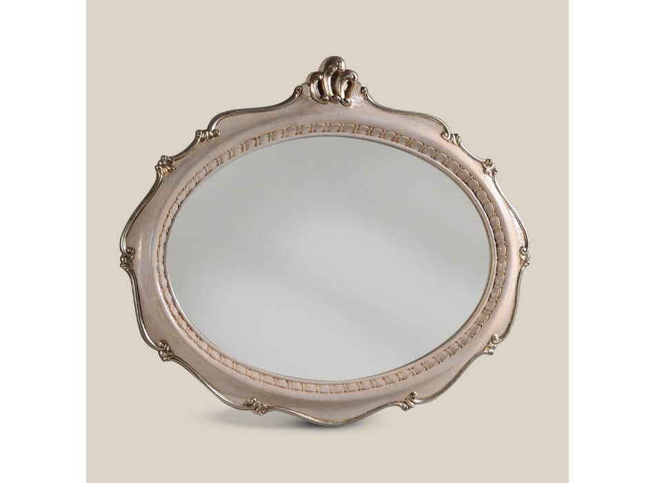 Ovaler Spiegel im klassischen Stil aus weißem Holz Made in Italy - Florence Viadurini