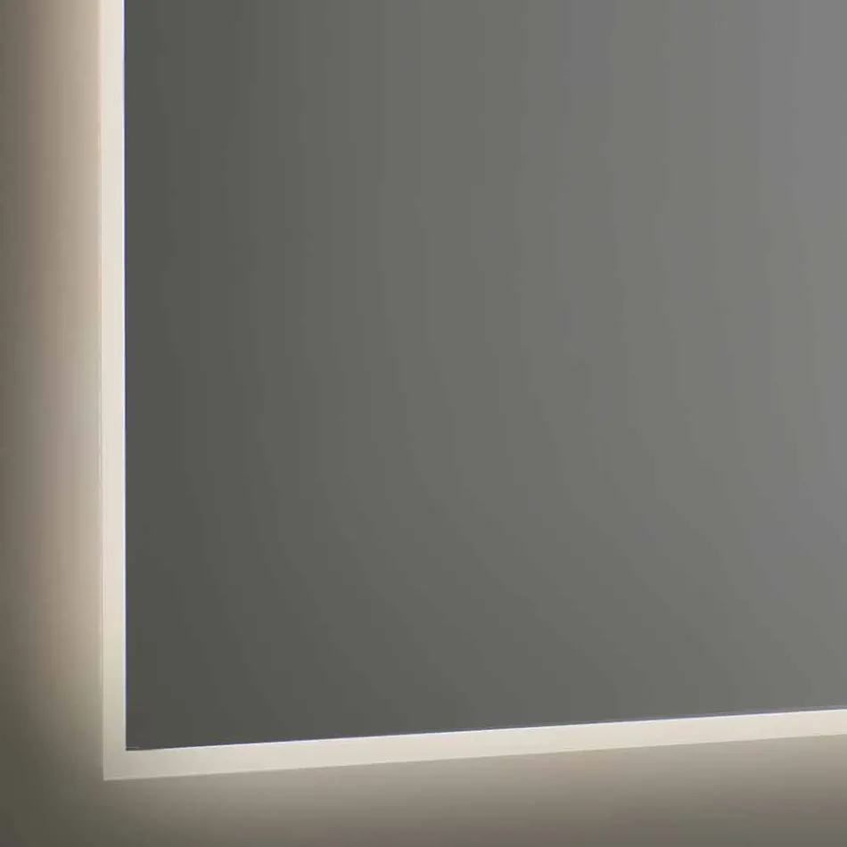 Von hinten beleuchteter Badezimmerspiegel mit sandgestrahltem Rahmen Made in Italy - Floriana Viadurini