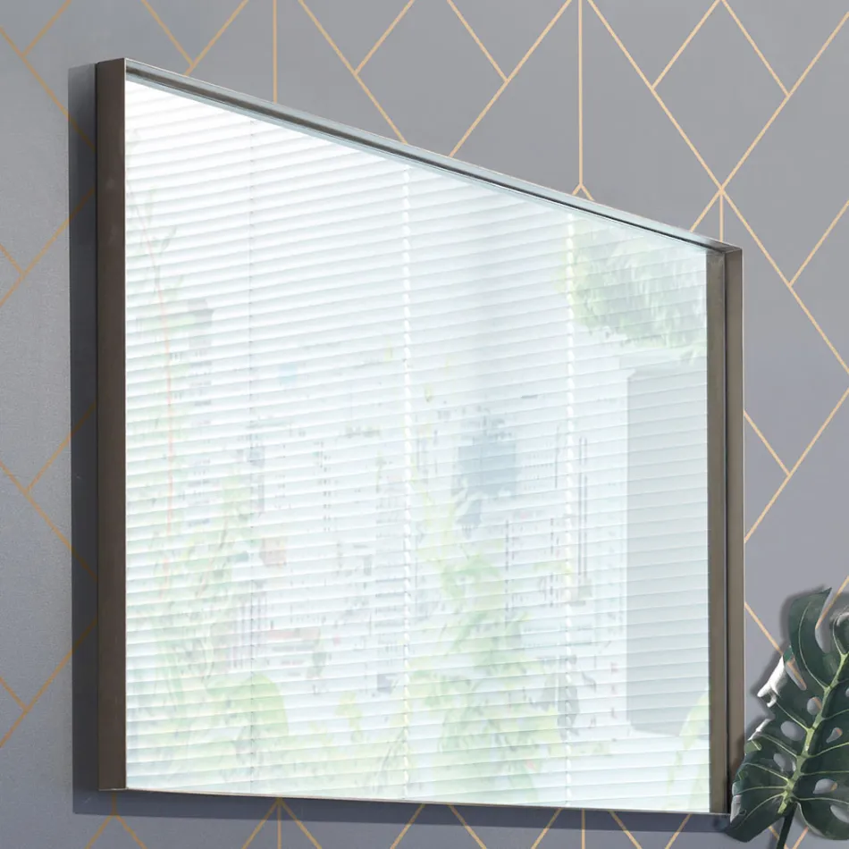 Rechteckiger Wandspiegel mit Bronze-, Schwarz-, Platin- oder Kupferrahmen - Renga Viadurini