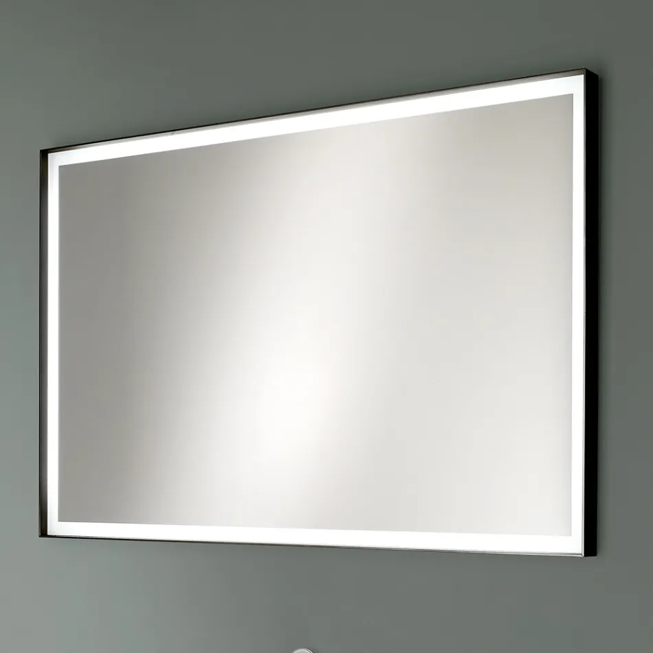 Rechteckiger Wandspiegel Metallrahmen verschiedene Farben und LED-Licht - Renga Viadurini