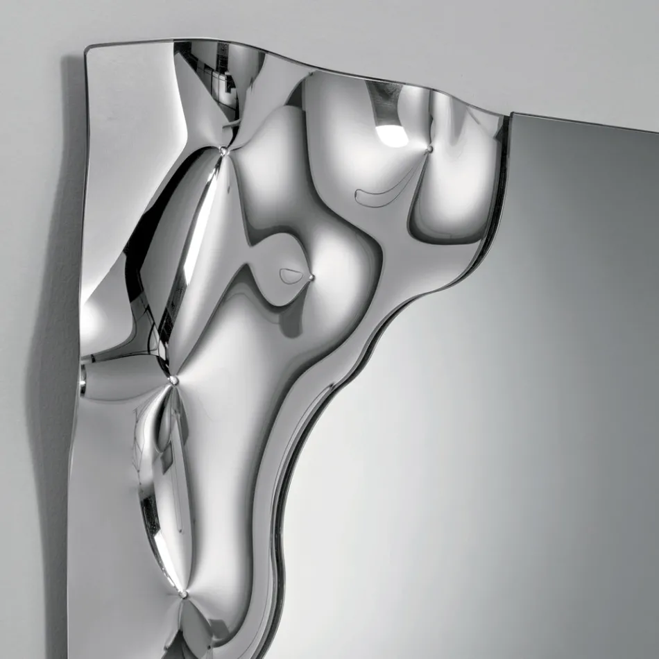 Rechteckiger Spiegel mit Ecke aus Fusingglas, hergestellt in Italien - Adelinda Viadurini