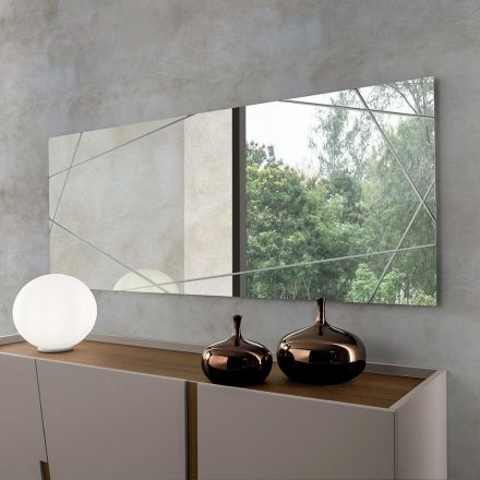 Rechteckiger Spiegel mit Lasergravuren, hergestellt in Italien - Alberta Viadurini