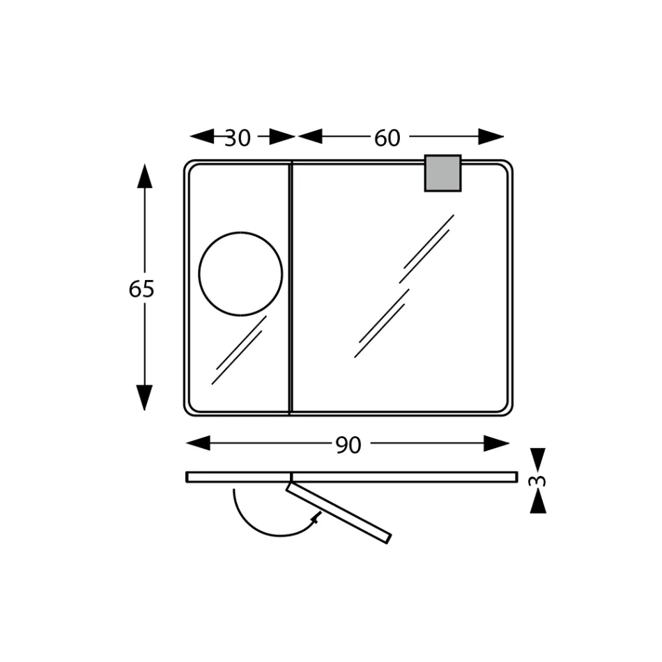 Rechteckiger Holzspiegel und Vergrößerungsspiegel, hergestellt in Italien – Curie Viadurini