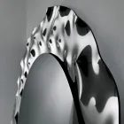 Runder Spiegel mit gewelltem Glasrahmen, hergestellt in Italien - Adelma Viadurini