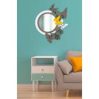 Runder Spiegel aus modernem Design aus farbigem Holz mit Schmetterlingen - Beat Viadurini