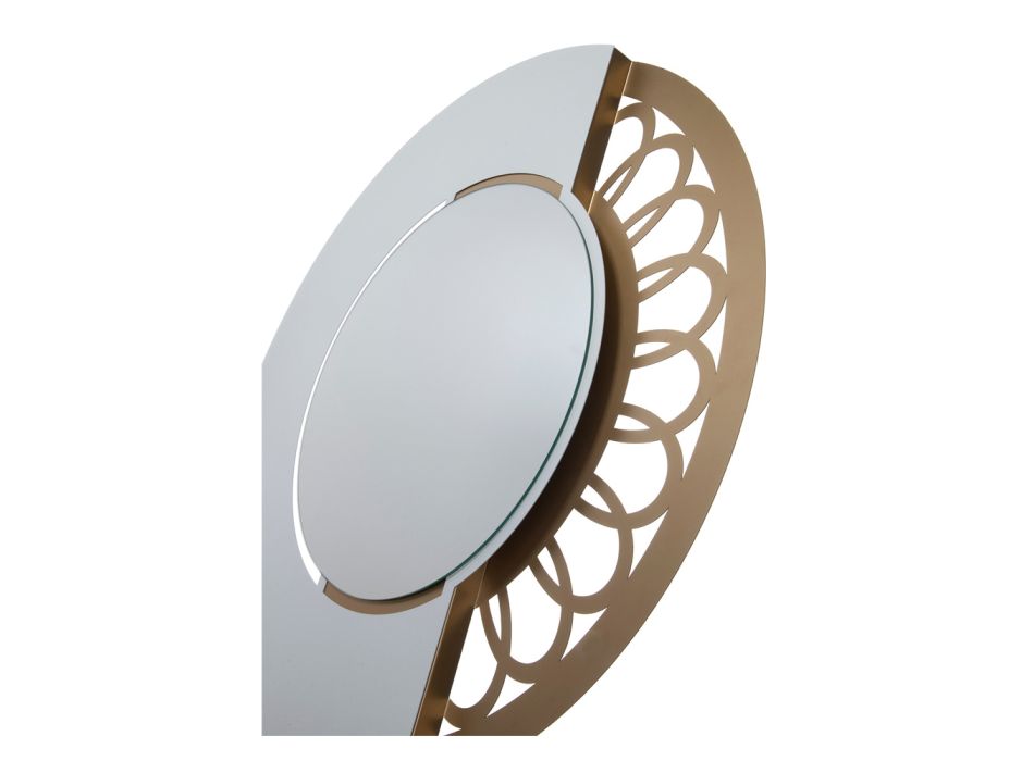 Runder Eisenspiegel mit Seitendekoration, hergestellt in Italien – Vorhängeschloss Viadurini
