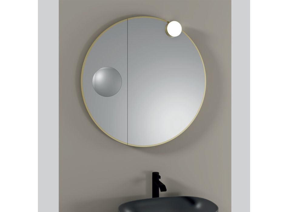 Runder Holzspiegel und Vergrößerungsspiegel, hergestellt in Italien – Marie Viadurini
