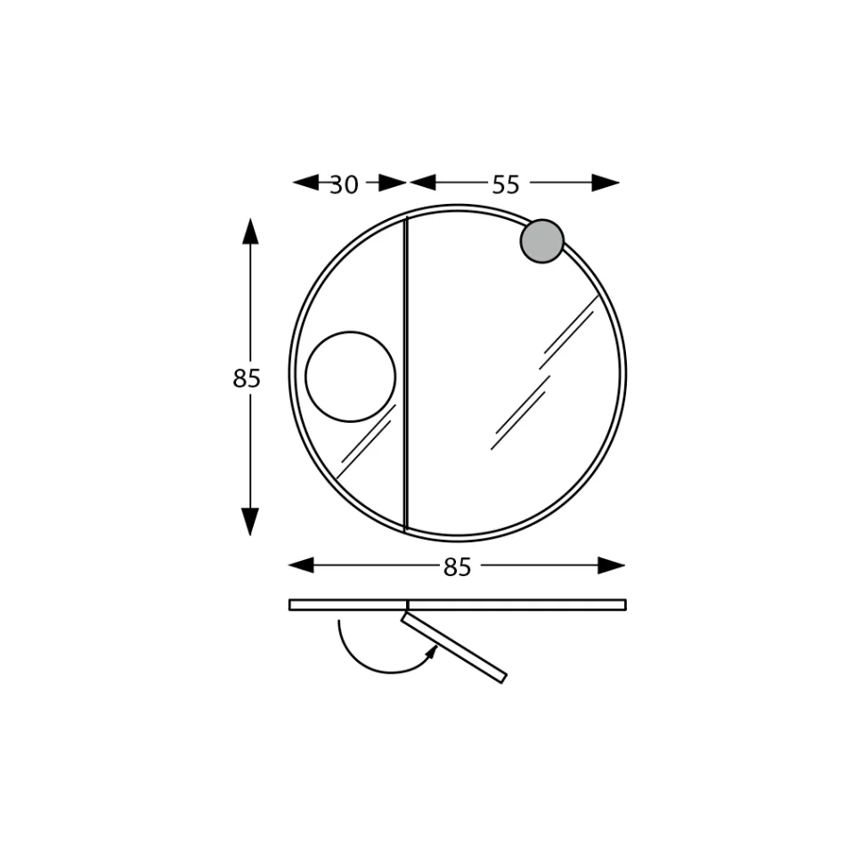 Runder Holzspiegel und Vergrößerungsspiegel, hergestellt in Italien – Marie Viadurini