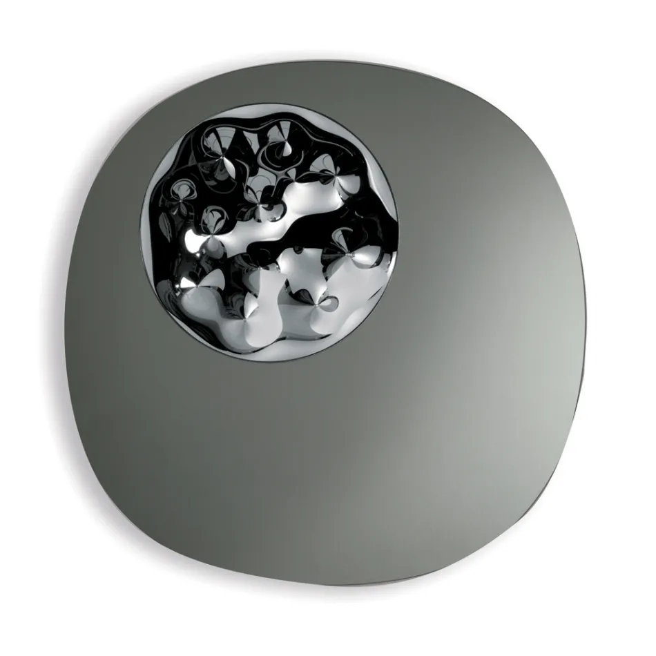 Geformter Spiegel mit gewelltem Glaseinsatz, hergestellt in Italien - Adalberta Viadurini