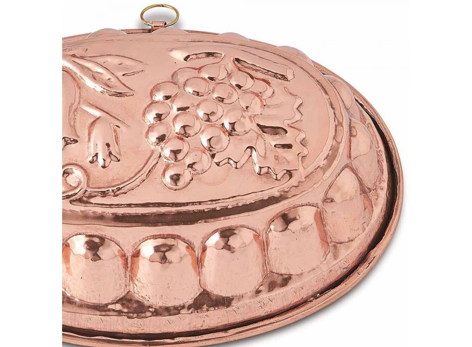Desserts Ovale Kuchenform in Handverzinntes Kupfer mit Dekoration - Gianfilippo Viadurini