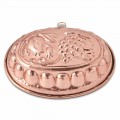 Handgemachte ovale Kuchenform aus verzinntem Kupfer mit Made in Italy Dekoration - Gianfilippo