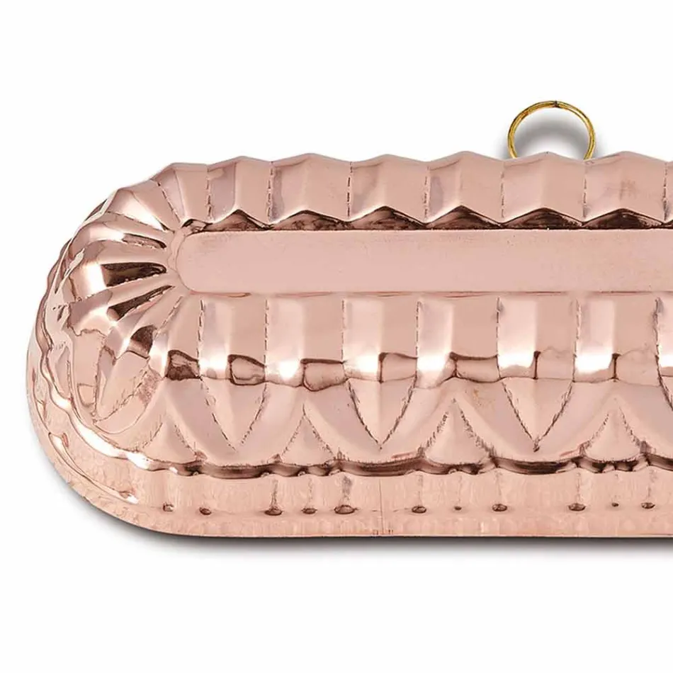 Ovale Pflaumenkuchenform in Hand verzinntes Kupfer 30x11 - Gianclaudio Viadurini
