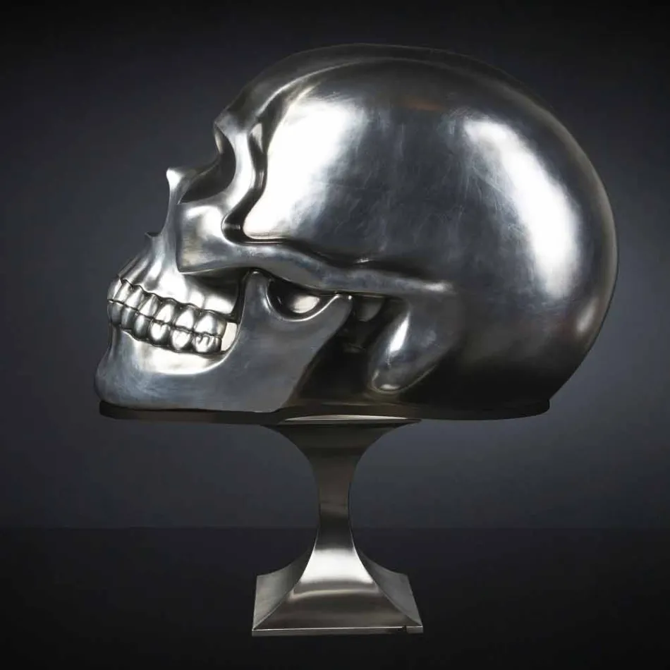 Totenkopf-Statue aus Silberkeramik Made in Italy - Skull Viadurini
