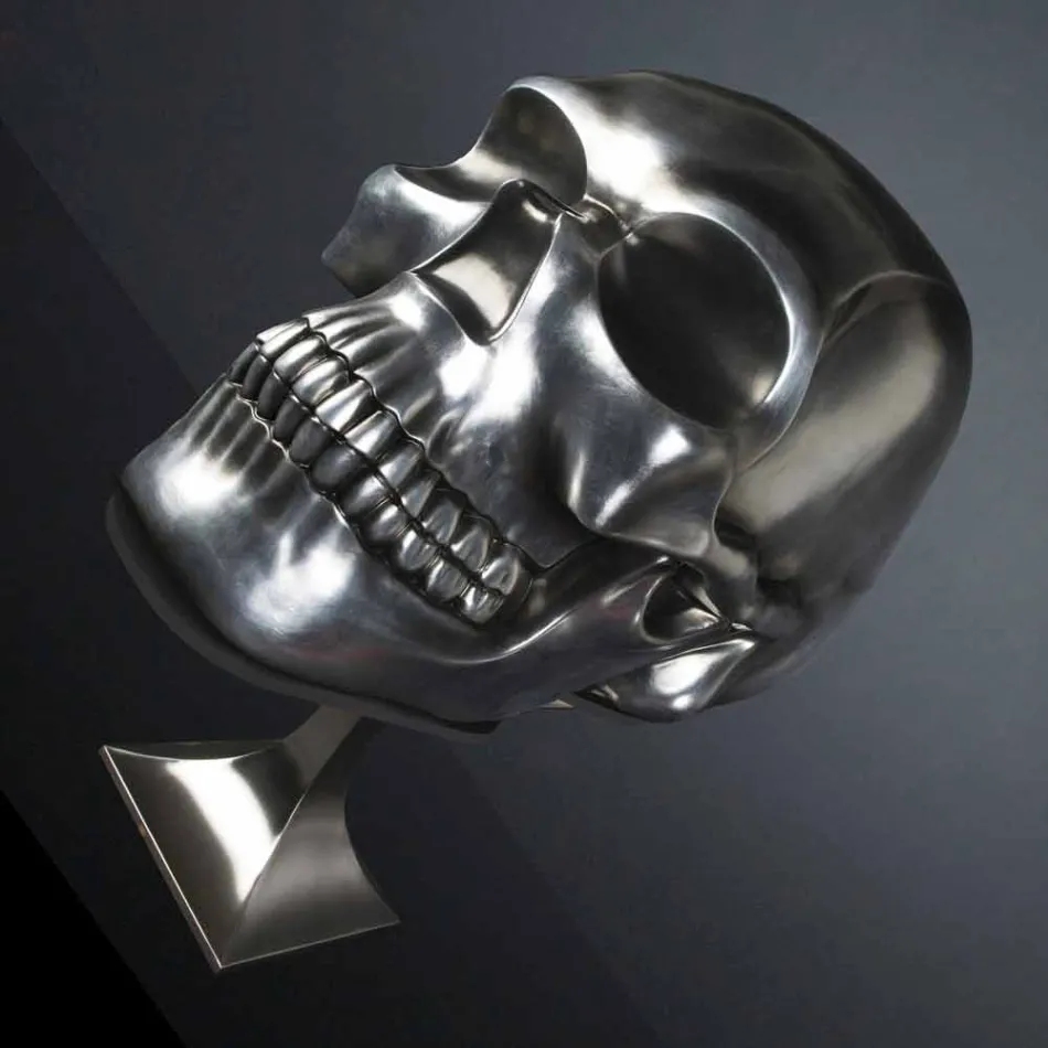 Totenkopf-Statue aus Silberkeramik Made in Italy - Skull Viadurini