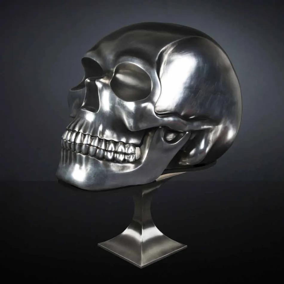 Totenkopf-Statue aus Silberkeramik Made in Italy - Skull Viadurini