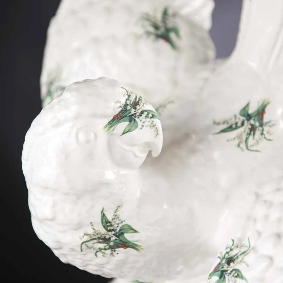 Papageienförmige Keramikfigur handgefertigt in Italien - Pagallo Viadurini