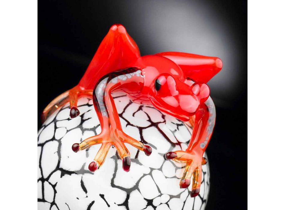 Echtfarbige eiförmige Figur mit Frosch Made in Italy - Huevo Viadurini