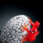 Echtfarbige eiförmige Figur mit Frosch Made in Italy - Huevo Viadurini