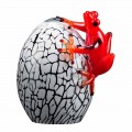 Eiförmige Statue mit Frosch aus farbigem Glas Made in Italy - Huevo