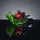 Dekorative Figur in Form eines Frosches auf Glasblatt Made in Italy - Leaf Viadurini