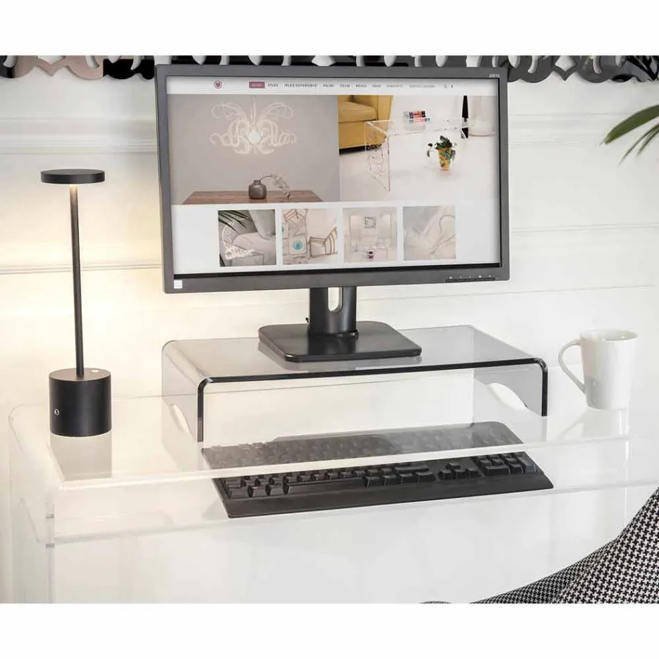 Monitorständer in transparentem oder geräuchertem Plexiglas Italienisches Design - Nerd Viadurini