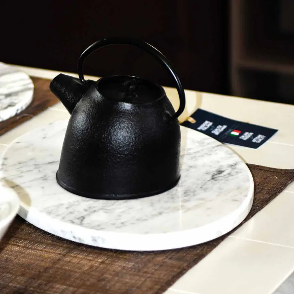 Modernes ovales Schneidebrett aus weißem Carrara-Marmor Made in Italy - Masha Viadurini