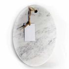 Modernes ovales Schneidebrett aus weißem Carrara-Marmor Made in Italy - Masha Viadurini