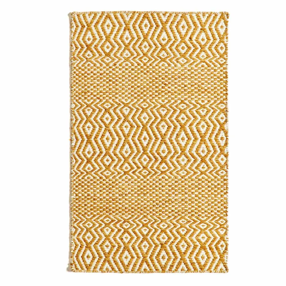 Wohnzimmerteppich im modernen Design aus handgefertigter Wolle und Baumwolle - Minera Viadurini