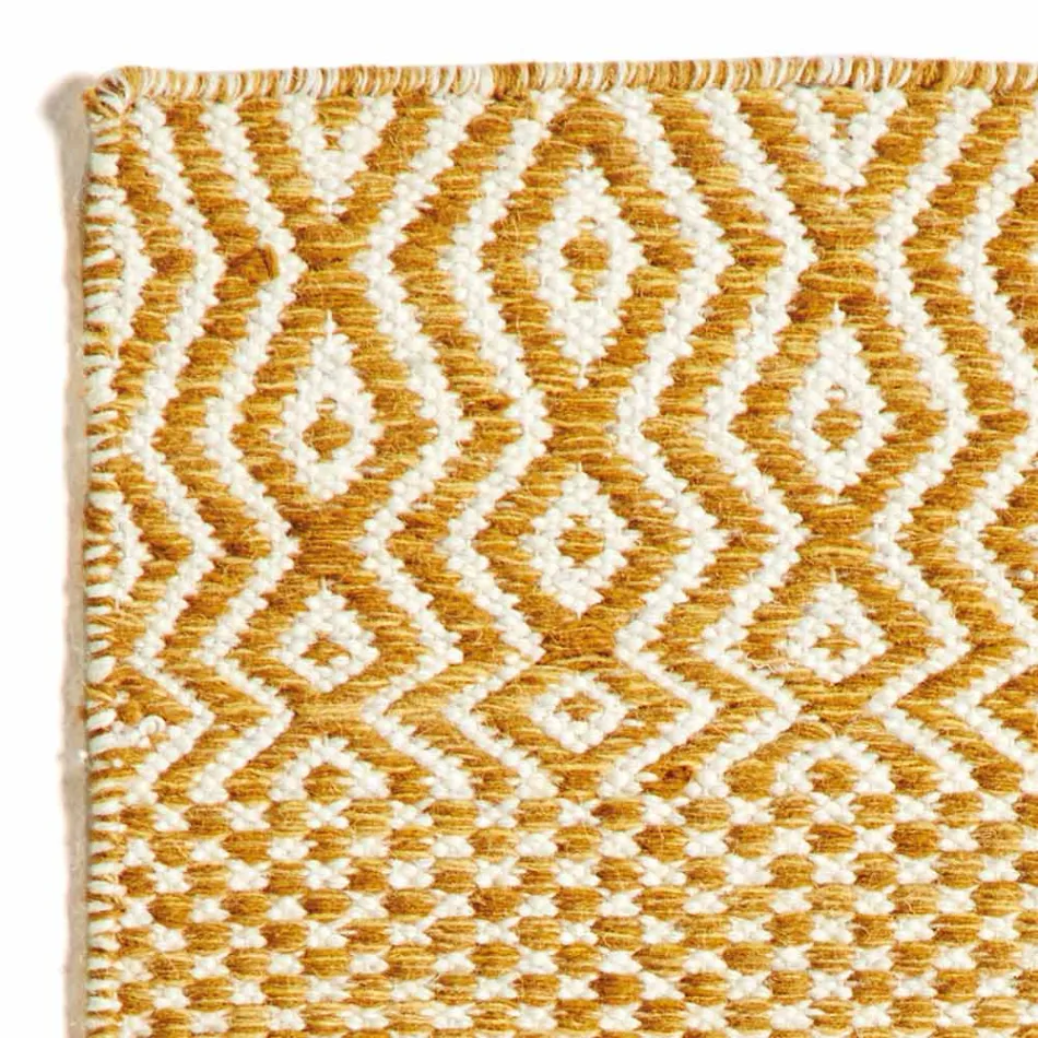 Wohnzimmerteppich im modernen Design aus handgefertigter Wolle und Baumwolle – Minera Viadurini