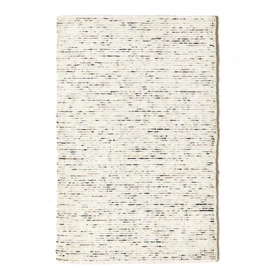 Wohnzimmerteppich aus Baumwolle, Viskose und Wolle. Hergestellt auf einem manuellen Webstuhl – Melita Viadurini